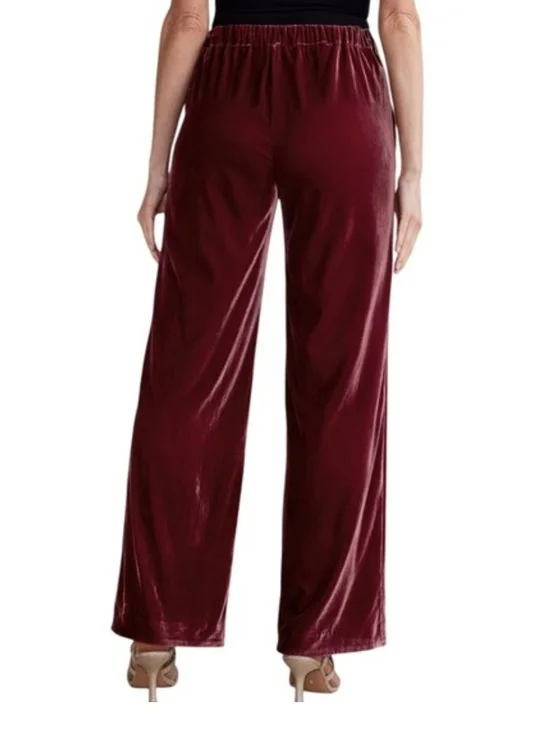 Soft Surroundings Aria Velvet Wide Leg Pants Pull On Burgundy Red Womens Sz- XL - Picture 2 of 10